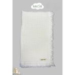 %100 Pamuk 4 Katlı Müslin Bebek Battaniyesi 100X120 cm – Yumuşak&doğal, Saçaklı Örtü - Beyaz