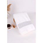 %100 Pamuk 70X140 Beyaz Barok Desen Banyo Havlusu - 70 x 140 cm