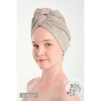 %100 Pamuk Bej Havlu Bone Saç Kurutma Bonesi Kafa Havlusu Duş Banyo Bonesi Islak Saç Kurulama Bone