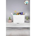 %100 Pamuk Beyaz Kadife Sepet 14X24X18 - Diğer - Çok Renkli