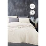 %100 Pamuk Çift Kişilik Müslin Yatak Örtüsü 4 Katlı Yumuşak Battaniye Müslin Pike Takımı 3 Parça Krem - 220 x 240 cm