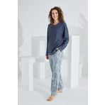 %100 Pamuk Deve Tüyü Kumaş Uzun Kol Kadın Pijama Takımı 98404
