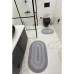 %100 Pamuk Dokuma, Su Emici, Banyo Paspas Seti, Banyo Halısı Vera 2'li Klozet Takım 60X100-60X50 - Gri