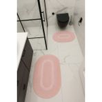 %100 Pamuk Dokuma, Su Emici, Banyo Paspas Seti, Banyo Halısı Vera 2'li Klozet Takım 60X100-60X50 - Pudra