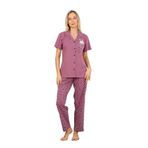 %100 Pamuk Düğmeli Kadın Pijama Takımı – Rahat ve Şık Gömlek Pijama Tasarımı - Geniş Beden Aralığı Lila XL