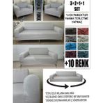 %100 Pamuk Fransız Kumaş 3+2+1+1 Komple Giydirme Kanepe&çekyat, Bohem, Vb. Model Koltuk Kılıfı - 180 x 240 cm - Açık Gri