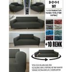 %100 Pamuk Fransız Kumaş 3+2+1+1 Komple Giydirme Kanepe&çekyat, Bohem, Vb. Model Koltuk Kılıfı - 180 x 240 cm - Haki