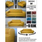 %100 Pamuk Fransız Kumaş 3+2+1+1 Komple Giydirme Kanepe&çekyat, Bohem, Vb. Model Koltuk Kılıfı - 180 x 240 cm - Hardal