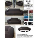 %100 Pamuk Fransız Kumaş 3+2+1+1 Komple Giydirme Kanepe&çekyat, Bohem, Vb. Model Koltuk Kılıfı - 180 x 240 cm - Kahverengi
