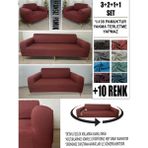 %100 Pamuk Fransız Kumaş 3+2+1+1 Komple Giydirme Kanepe&çekyat, Bohem, Vb. Model Koltuk Kılıfı - 180 x 240 cm - Kiremit