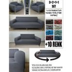 %100 Pamuk Fransız Kumaş 3+2+1+1 Komple Giydirme Kanepe&çekyat, Bohem, Vb. Model Koltuk Kılıfı - 180 x 240 cm - Koyu Gri