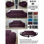 %100 Pamuk Fransız Kumaş 3+2+1+1 Komple Giydirme Kanepe&çekyat, Bohem, Vb. Model Koltuk Kılıfı - 180 x 240 cm - Mürdüm
