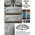 %100 Pamuk Fransız Kumaş 3+3+1+1 Komple Giydirme Kanepe&çekyat, Bohem, Porto, Vb Model Koltuk Kılıfı - 180 x 240 cm - Açık Gri