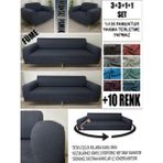 %100 Pamuk Fransız Kumaş 3+3+1+1 Komple Giydirme Kanepe&çekyat, Bohem, Porto, Vb Model Koltuk Kılıfı - 180 x 240 cm - Füme