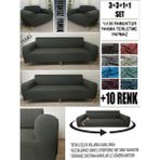 %100 Pamuk Fransız Kumaş 3+3+1+1 Komple Giydirme Kanepe&çekyat, Bohem, Porto, Vb Model Koltuk Kılıfı - 180 x 240 cm - Haki