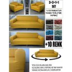 %100 Pamuk Fransız Kumaş 3+3+1+1 Komple Giydirme Kanepe&çekyat, Bohem, Porto, Vb Model Koltuk Kılıfı - 180 x 240 cm - Hardal