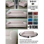 %100 Pamuk Fransız Kumaş 3+3+1+1 Komple Giydirme Kanepe&çekyat, Bohem, Porto, Vb Model Koltuk Kılıfı - 180 x 240 cm - Pudra