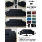 %100 Pamuk Fransız Kumaş 3+3+1+1 Komple Giydirme Kanepe&çekyat, Bohem, Porto, Vb Model Koltuk Kılıfı - 180 x 240 cm - Siyah