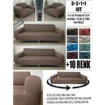 %100 Pamuk Fransız Kumaş 3+3+1+1 Komple Giydirme Kanepe&çekyat, Bohem, Porto, Vb Model Koltuk Kılıfı - 180 x 240 cm - Sütlü Kahve