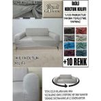 %100 Pamuk Fransız Kumaş Çift Kişilik Komple Giydirme 2'li Kanepe, Bohem, Vb Model Koltuk Kılıfı - 120 x 160 cm - Açık Gri