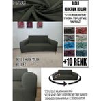 %100 Pamuk Fransız Kumaş Çift Kişilik Komple Giydirme 2'li Kanepe, Bohem, Vb Model Koltuk Kılıfı - 120 x 160 cm - Haki
