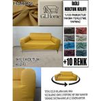 %100 Pamuk Fransız Kumaş Çift Kişilik Komple Giydirme 2'li Kanepe, Bohem, Vb Model Koltuk Kılıfı - 120 x 160 cm - Hardal