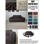 %100 Pamuk Fransız Kumaş Çift Kişilik Komple Giydirme 2'li Kanepe, Bohem, Vb Model Koltuk Kılıfı - 120 x 160 cm - Kahverengi