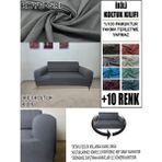 %100 Pamuk Fransız Kumaş Çift Kişilik Komple Giydirme 2'li Kanepe, Bohem, Vb Model Koltuk Kılıfı - 120 x 160 cm - Koyu Gri