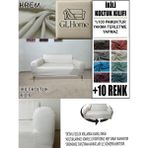 %100 Pamuk Fransız Kumaş Çift Kişilik Komple Giydirme 2'li Kanepe, Bohem, Vb Model Koltuk Kılıfı - 120 x 160 cm - Krem