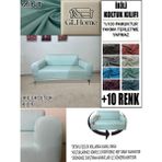 %100 Pamuk Fransız Kumaş Çift Kişilik Komple Giydirme 2'li Kanepe, Bohem, Vb Model Koltuk Kılıfı - 120 x 160 cm - Mint