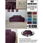 %100 Pamuk Fransız Kumaş Çift Kişilik Komple Giydirme 2'li Kanepe, Bohem, Vb Model Koltuk Kılıfı - 120 x 160 cm - Mürdüm