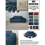 %100 Pamuk Fransız Kumaş Çift Kişilik Komple Giydirme 2'li Kanepe, Bohem, Vb Model Koltuk Kılıfı - 120 x 160 cm - Petrol