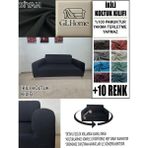 %100 Pamuk Fransız Kumaş Çift Kişilik Komple Giydirme 2'li Kanepe, Bohem, Vb Model Koltuk Kılıfı - 120 x 160 cm - Siyah