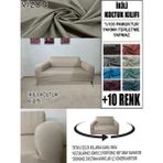 %100 Pamuk Fransız Kumaş Çift Kişilik Komple Giydirme 2'li Kanepe, Bohem, Vb Model Koltuk Kılıfı - 120 x 160 cm - Vizon