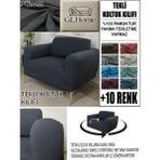 %100 Pamuk Fransız Kumaş Tekli Komple Giydirme Tekli & Berjer , Bohem, Porto, Vb Model Koltuk Kılıfı - 80 x 100 cm - Füme