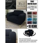 %100 Pamuk Fransız Kumaş Tekli Komple Giydirme Tekli & Berjer , Bohem, Porto, Vb Model Koltuk Kılıfı - 80 x 100 cm - Siyah