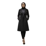 %100 Pamuk Gabardin Midi (95 cm) Astarlı Kemerli Kadın Tesettür Trençkot (Siyah, L)