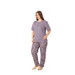 %100 Pamuk İp Askılı Büyük Beden Şortlu Kadın Pijama Takımı- Geniş Beden Aralığı Lila 2XL