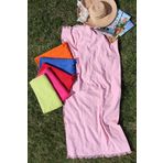 %100 Pamuk Jakarlı 70x150 Plaj Havlusu TOZ PEMBE