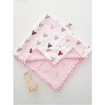 %100 Pamuk Kalpli Ponponlu Müslin Bebek Battaniyesi 85X90 | Yenidoğan Battaniye | Ilkim Bebe - 85 x 90 cm