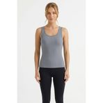 %100 Pamuk Kaşkorse V Sırt Detaylı Günlük Basic Crop Top Kadın Atleti/Bluz (Açık Mavi, M)