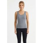%100 Pamuk Kaşkorse V Sırt Detaylı Günlük Basic Crop Top Kadın Atleti/Bluz (Açık Mavi, S)