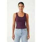 %100 Pamuk Kaşkorse V Sırt Detaylı Günlük Basic Crop Top Kadın Atleti/Bluz (Mor, S)