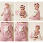 %100 Pamuk Kız Bebek Salopet Tulum 2 li Set – Tavşan Cepli, Uzun Kollu Body (0-12 Months)