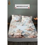 %100 Pamuk Lastikli Çarşaf Özel Tasarım 5d Dijital 60 Tel Blue Dream - Krem - 180 x 200