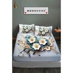 %100 Pamuk Lastikli Çarşaf Özel Tasarım 5d Dijital 60 Tel Diamond - Somon - Beyaz - 180 x 200