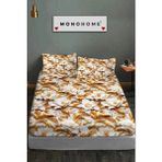 %100 Pamuk Lastikli Çarşaf Özel Tasarım 5d Dijital 60 Tel Gold - Altın - 180 x 200