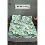 %100 Pamuk Lastikli Çarşaf Özel Tasarım 5d Dijital 60 Tel Green - Pudra - Gri - 180 x 200