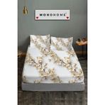 %100 Pamuk Lastikli Çarşaf Özel Tasarım 5d Dijital 60 Tel Jasmin - Sarı - Beyaz - 180 x 200