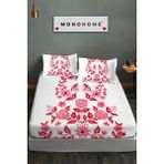 %100 Pamuk Lastikli Çarşaf Özel Tasarım 5d Dijital 60 Tel Kanaviçe - Altın - Beyaz - 180 x 200